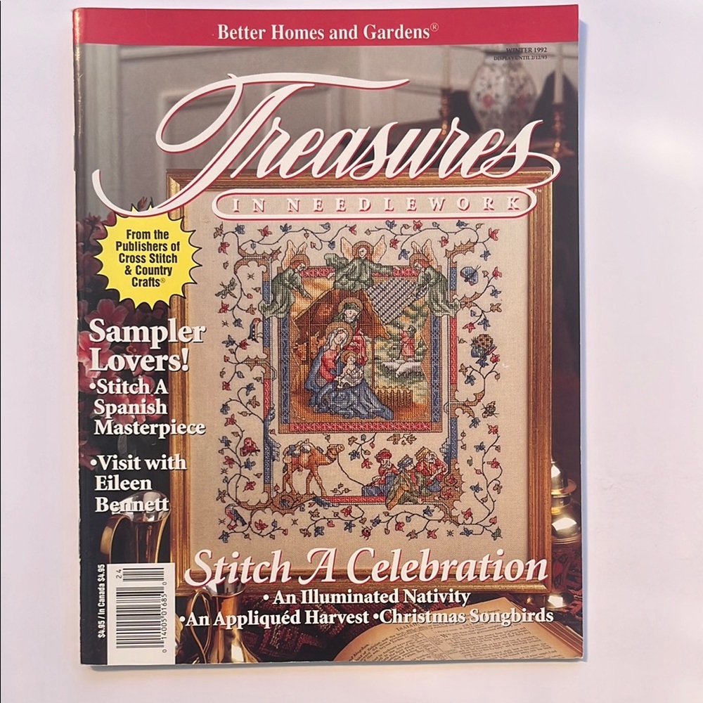 Treasures in Needlework Magazine Cross Stitch Patterns Crafts Vintage